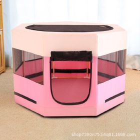 Portable Pet Soft Playpen;  Pop up Tent Indoor & Outdoor Use Durable Paw Kennel Cage;  Waterproof Bottom Removable Top Puppy Pen (Color: Pink)