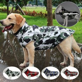Winter windproof dog warm clothing; dog jacket; dog reflective clothes (colour: Red grid)