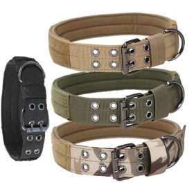 Super strong large dog collar with D-Ring & Buckle Collars Medium sized dog Golden haired horse dog Fierce dog collar (colour: Muddy color)