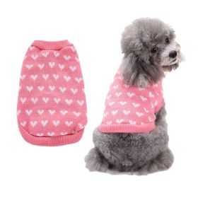 Pet Dog Sweater Turtleneck Dog Knitwear Warm Pet Sweater (Color: Pink)