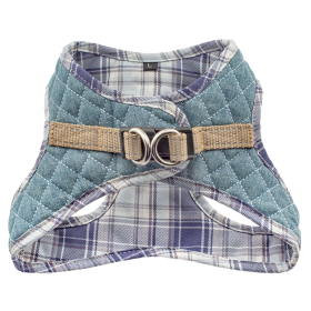 Step-In Denim Dog Harness - Blue Plaid (size: XL)