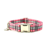 Adjustable Collar - Quick Release Metal Alloy - Pink Plaid