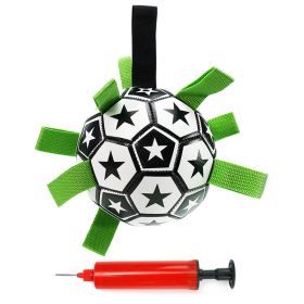 Dog Soccer Ball Toys with Straps, Interactive Dog Toy for Tug of War, Puppy Birthday Gifts, Dog Tug Toy, Dog Water Toy (Color: Black and white)