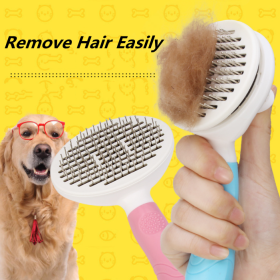 Pets Comb Dogs And Cats Beauty Styling Cleaning Automatic Hair Removal Comb (Color: Blue)