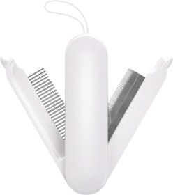 Pet Life 'JOYNE' Multi-Functional 2-in-1 Swivel Travel Grooming Comb and Deshedder (Color: White)