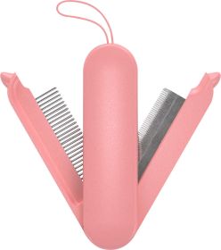 Pet Life 'JOYNE' Multi-Functional 2-in-1 Swivel Travel Grooming Comb and Deshedder (Color: Pink)