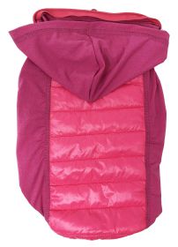 Pet Life 'Apex' Lightweight Hybrid 4-Season Stretch and Quick-Dry Dog Coat w/ Pop out Hood (Color: Pink)