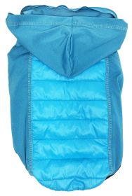 Pet Life 'Apex' Lightweight Hybrid 4-Season Stretch and Quick-Dry Dog Coat w/ Pop out Hood (Color: Blue)