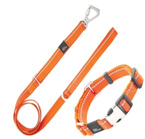 Pet Life 'Advent' Outdoor Series 3M Reflective 2-in-1 Durable Martingale Training Dog Leash and Collar (Color: Orange)