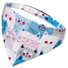 Touchdog 'Head-Popper' Fashion Designer Printed Velcro Dog Bandana (Color: Blue / White)