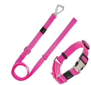 Pet Life 'Advent' Outdoor Series 3M Reflective 2-in-1 Durable Martingale Training Dog Leash and Collar (Color: Pink)