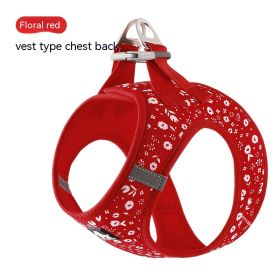 Dog Vest Strap Hand Holding Rope Breathable Lightweight (Option: Floral Red-3XS)