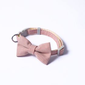Pet Collar Houndstooth Design Bow (Color: Brown)