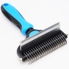 Pet Hair Unknotting Comb Thin Comb Two-in-one Beauty Products (Option: Small Size-Blue)
