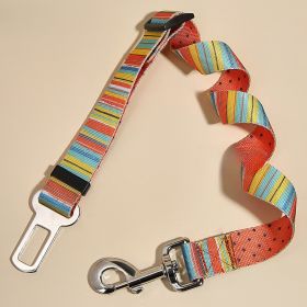 New Printed Pet Car Seat Belt Dog Hand Holding Rope Nylon Car Pet Supplies (Option: Colored Stripes)