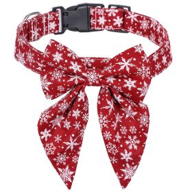 Christmas British Style Dog Collar Bow Tie (Option: Cotton Snowflake-M)