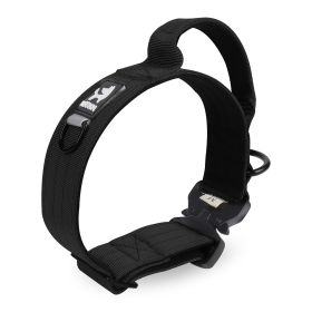 Pet Collar Adjustable Medium Large Dog Training Tactical Collar (Option: Black-L)