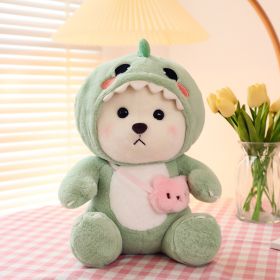 Cute Shapeshift Little Bear Ragdoll Lily Bear Stuffed Toy Dinosaur Doll Pillow (Option: Pea Green-35cm)
