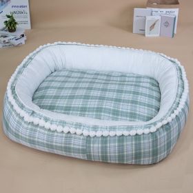 Kennel Winter Warm Dog Mat Pet Large Dog Removable And Washable Four Seasons Universal (Option: Green-XL)