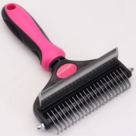 Pet Hair Unknotting Comb Thin Comb Two-in-one Beauty Products (Option: Large Size-Pink)