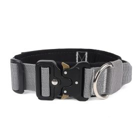 Pet Collar Pull-resistant Large Dog Lifting Tactical Collar (Option: Gray-L)