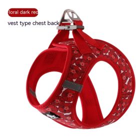 Dog Vest Strap Hand Holding Rope Breathable Lightweight (Option: Floral Dark Red-L)