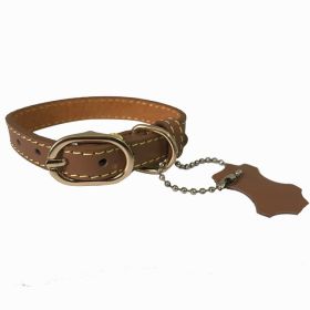 Pet Leather Collar Color Cowhide (Option: Brown-M)
